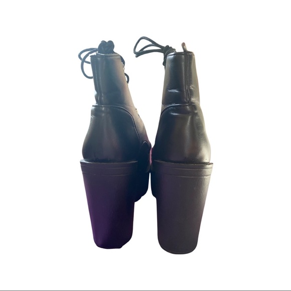 Jiezuo chunky platform black combat heel booties SZ 7 - Picture 3 of 9